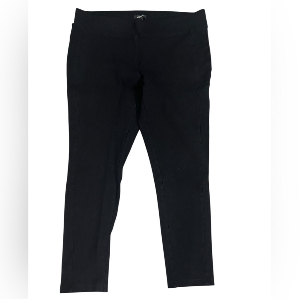 Loft Black Ponte Stretch Pull On Straight Ankle Pants - Size Large - Picture 5 of 15